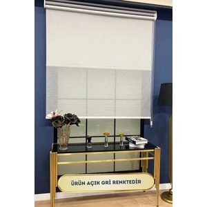 Volper Mekanik Vp1075 Çift Mekanizmalı Kırçıllı Zemin Tül ve Stor Perde Eteksiz (Açık Gri)