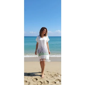 Nevin Acar Lavanta Desenli Peştemal Elbise