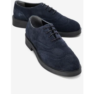 Avra Lacivert Süet Hakiki Deri Kadın Oxford Ayakkabı