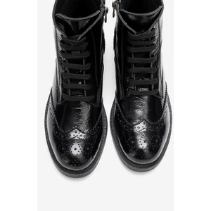 Nelvy Siyah Rugan Hakiki Deri Kadın Bot