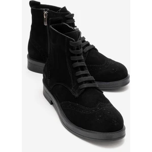Nelvy Siyah Süet Hakiki Deri Kadın Bot