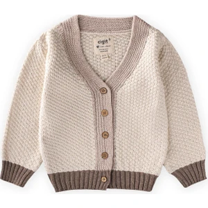 Triko Düğmeli Hırka 2-8 Yaş Bej Kahve