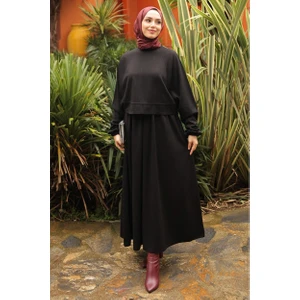 İmaj Butik Siyah Oversize Sweat Etekli Modal Takım