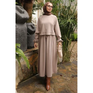 İmaj Butik Vizon Oversize Sweat Etekli Modal Takım