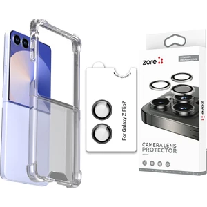 Samsung Galaxy Z Flip 7 Kılıf Zore Nitro Anti Shock Silikon Kılıf + Anti-Reflective Kamera Lens Koruyucu