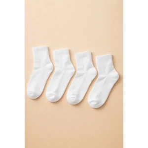Unisex 4'lü Step Çorap Beyaz