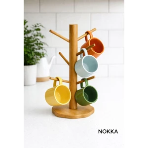 Bambu Fincan Rafı, Bambu Askılık 35 cm 6 Raf