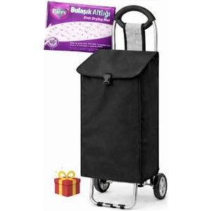 ATMACA Katlanabilir Pazar Arabası Tekerlekli Alışveriş  Arabası Dayanıklı+parex bulaşık altlığı hediyeli