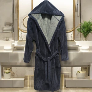 Mysoft Home Triga Kapüşonlu Bornoz %100 Pamuk