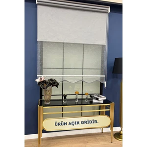 Volper Mekanik VP1933 Çift Mekanizmalı Benekli Tül ve Stor Perde Etek Dilimli (Açık Gri)