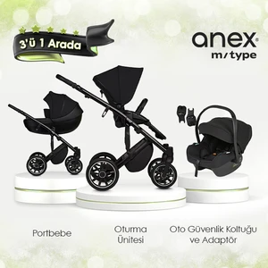 Anex® m/type - 3'ü 1 Arada Bebek Arabası Seti - Siyah