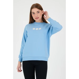 Kadın Oversize Baskılı Sweatshirt Mavi