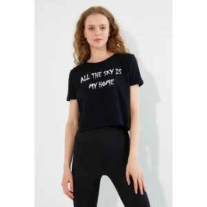 Polo State Kadın Baskılı T-shirt Siyah