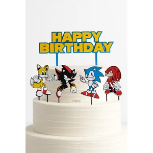 Sonic Temalı Doğum Günü Pasta Süsü Seti – (5 Parça)
