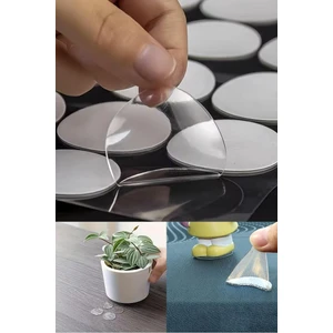 6 Adet 3 Cm Şeffaf Yuvarlak Çift Taraflı Bant