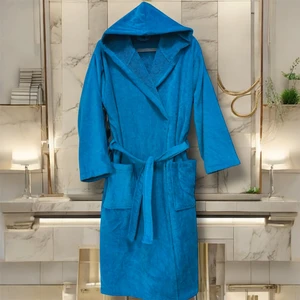 Kadife Kapüşonlu Bornoz %100 Pamuk