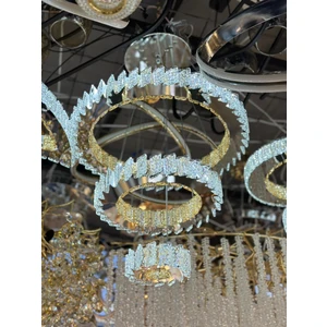 Yeni Model 3 Katlı Kristal Lüx LED Avize 3 Işık Seçeneği