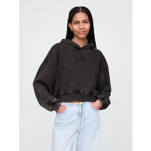 Kadın Siyah Vintagesoft Crop Logo Sweatshirt