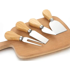Zuzu Made Bambu Saplı 4'lü Çelik Peynir Bıçak Servis Seti