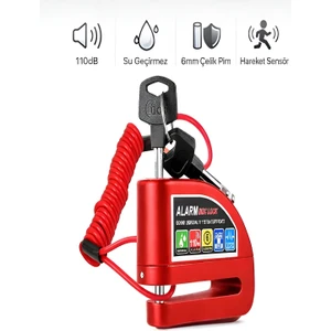 Hatırlatma Kablolu Kalite 110DP Alarm'lı Su Geçirmez 7mm Çelik Pim Motor Motosiklet Kilidi Disk Firen Kilit