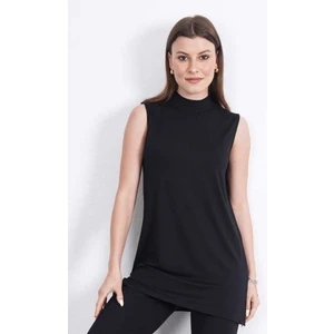 Penye Bizden Viskon Kolsuz Tunik -Siyah