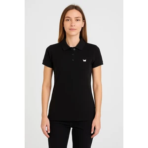Kadın Kısa Kollu Slim Fit Basic Polo Yaka Tişört