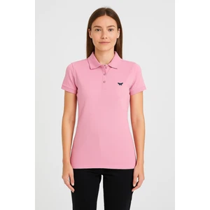 Kadın Kısa Kollu Slim Fit Basic Polo Yaka Tişört