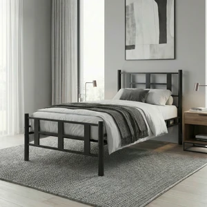 Karma Tek Kişilik Siyah Metal Karyola