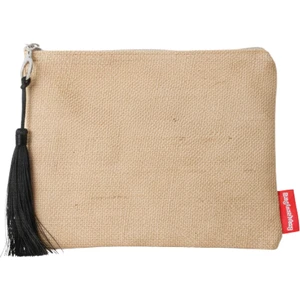 Siyah Püsküllü Jüt Clutch Bez Çanta