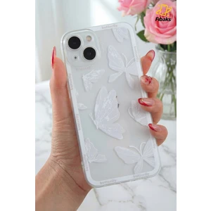 Apple iPhone 13 Uyumlu Kılıf Tasarımlı Desenli Kamera Korumalı Şeffaf Kelebek Esnek Yumuşak Silikon Kapak