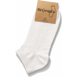 Erkek Beyaz Pamuklu Kısa Penye Çorap