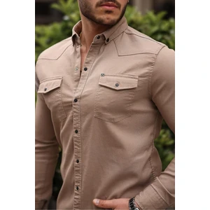 Slim Fit Çıtçıtlı Çift Cep Kot Gömlek