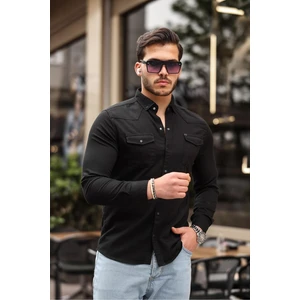 Slim Fit Çıtçıtlı Çift Cep Kot Gömlek