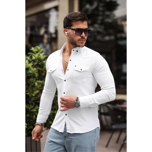 Slim Fit Çıtçıtlı Çift Cep Kot Gömlek