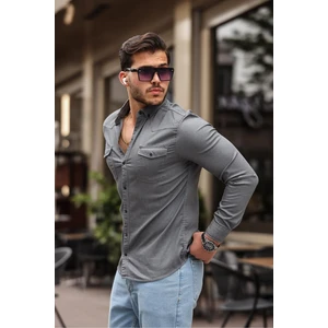 Slim Fit Çıtçıtlı Çift Cep Kot Gömlek