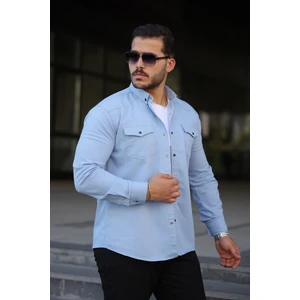 Erkek Slim Fit Çift Cepli Kot Gömlek
