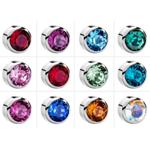 Taşlı Çelik Medikal Kulak Delme Küpesi 12 Çift (Renkli)