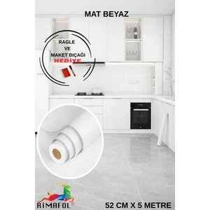 Mat Beyaz Mobilya Dolap Tezgah Kaplama Folyosu 52CMX5M