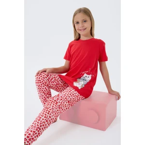 Kız Çocuk Kırmızı Pijama Takım