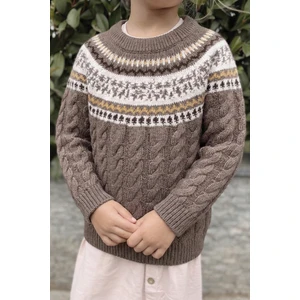 Desenli Triko Kazak 2-8 Yaş Vizon