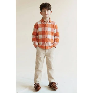 Oduncu Gömleği 1-9 Yaş Oranj Ekose