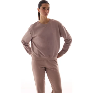 Bej Bisiklet Yaka Regular Kesim Pamuklu Sweatshirt