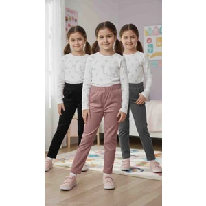 3 Lü Fitilli Kadife Kız Çocuk Tayt