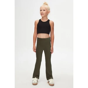 Kamuflaj Yeşil Fitilli Kadife Ispanyol Paça Pantolon