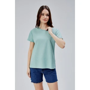 Moon Cover Mooncover Kadın T-Shirt Dokulu Basic – Bej