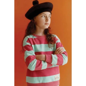 Sweatshirt 4-12 Yaş Mint Mercan Cizgili