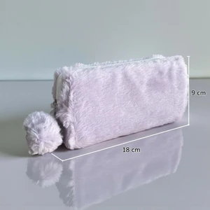 Peluş Ponponlu Lila Kalem Çantası