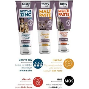 Tasty Vital Kedi Malt Paste 100 gr + Multi Cat Paste 100 gr + Biotin Paste 100 gr (3X100 Gr)