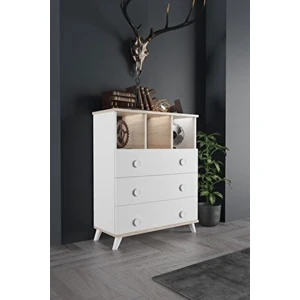 AE-1046 Babil Beyaz Şifonyer 3 Çekmeceli