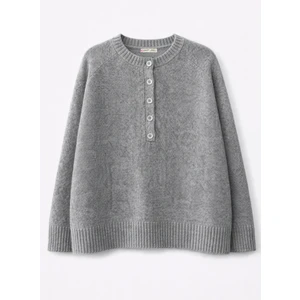 7004 Kadın Düğmeli Basic Triko Kazak Antrasit